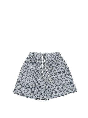 Bravest Studios White and Navy Monogram Athletic Shorts